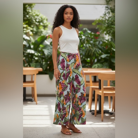 Kendall & Kylie Pants - Kendall & Kylie Tropical Wide-Leg Pants